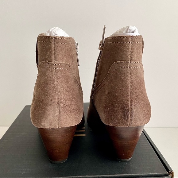 ✨New FRYE Reina Suede Heeled Booties Taupe - Picture 9 of 10